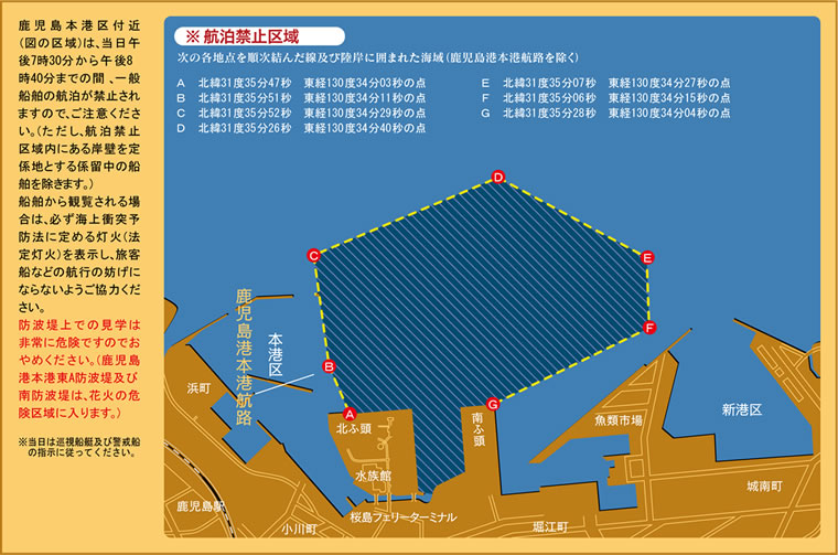 航泊禁止区域 - かごしま錦江湾サマーナイト大花火大会